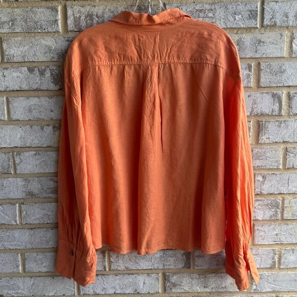 Velvet by Graham & Spencer Long Sleeve Button Up 100% Linen Shirt Women's Size L - Picture 2 of 8